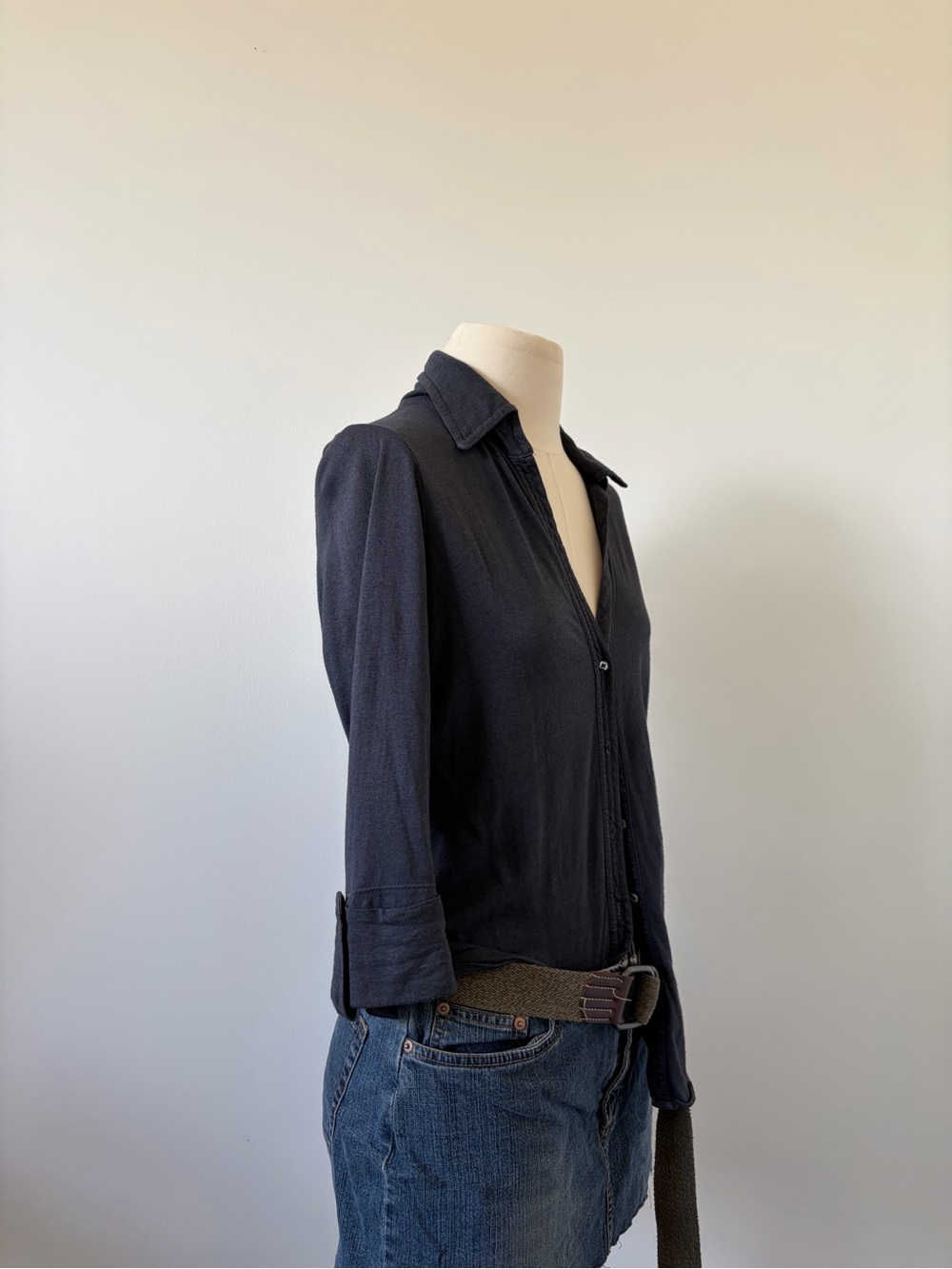 Women's Black Button-Down Shirt - Classic Collared Top